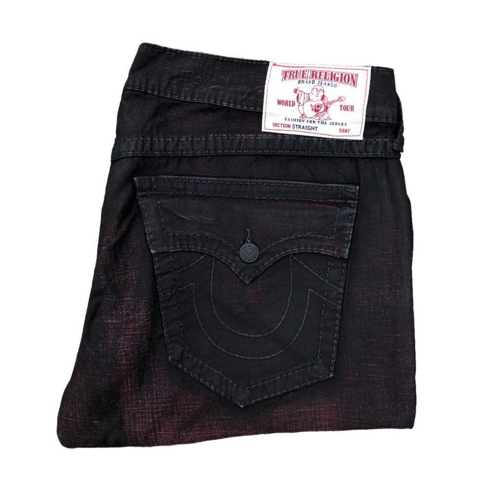 RARE True Religion Jeans Size 40 STRAIGHT Red Flap T